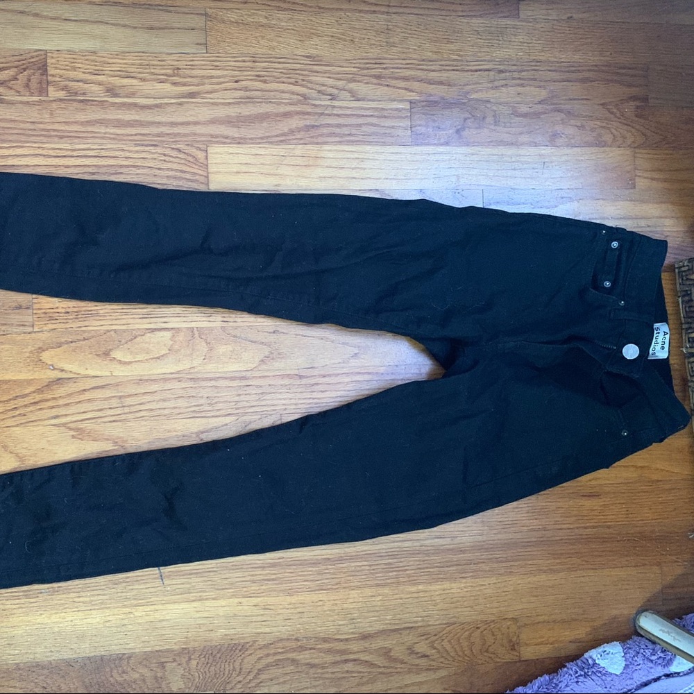 black acne studios super high rise skinny jeans